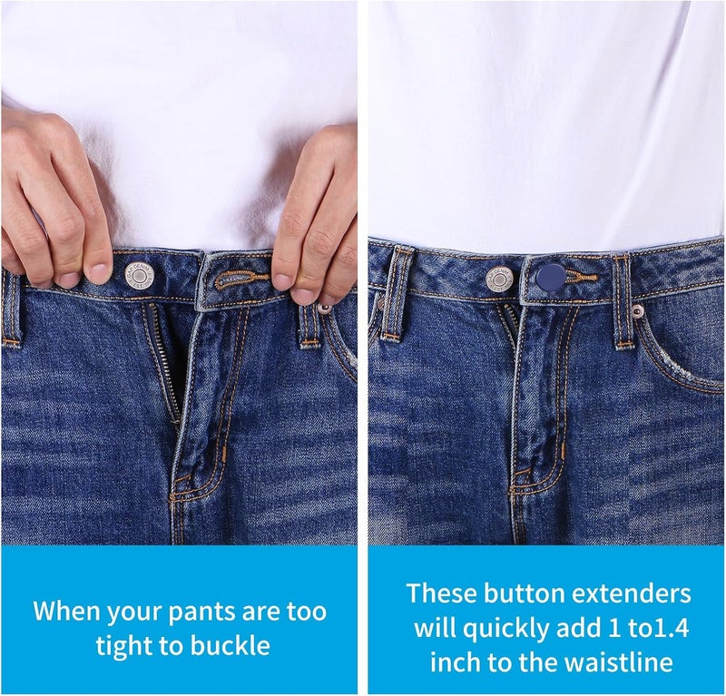 Ceryvop 12PCS Button Extenders for Jeans, Pants Waist Button Extender for Women Men, 3 Colors Pant Waistband Expander, Pants Waist Extension 1-1.4 Inches - Image 4